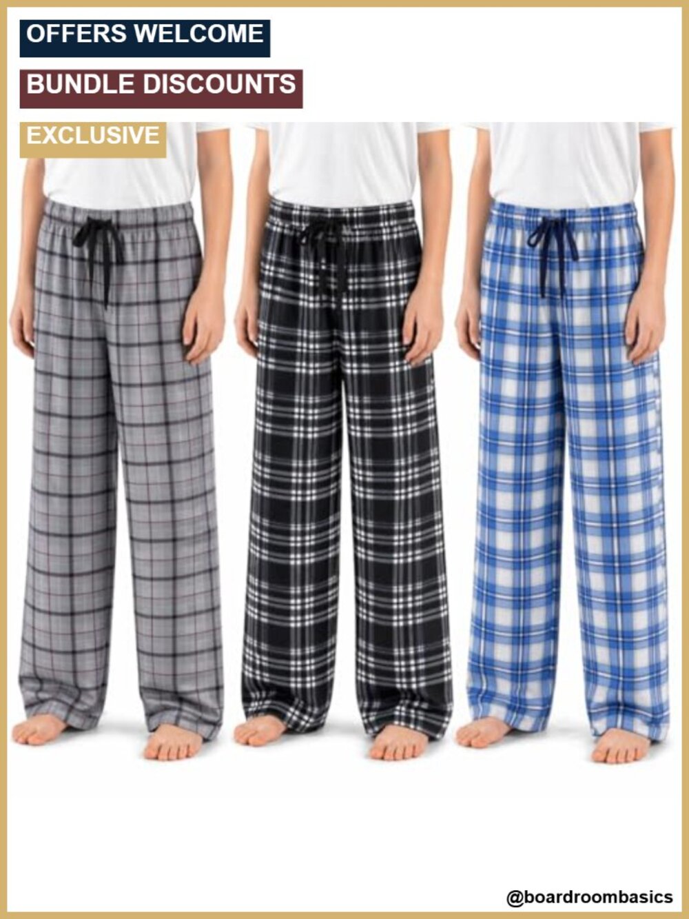 Boys Pajama Pants 3-Pack Soft Jersey Knit PJ Bottoms Sleepwear Loungewear